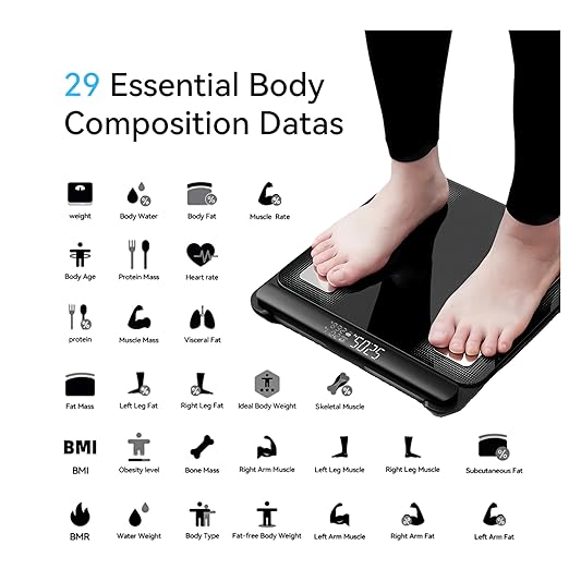Body Fat Scale with Handles 8-Electrode Smart Body Composition Scale for Home Use Segmental Body Analysis Sync with Apple Health 400 lb Capacit