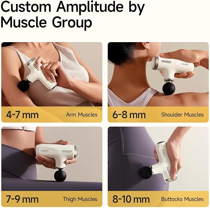 Super Mini Massage Gun Deep Tissue Muscle Massager with Adjustable Amplitude Portable Handheld Percussion Massager Quiet for Home Gym &amp Travel Pearl White