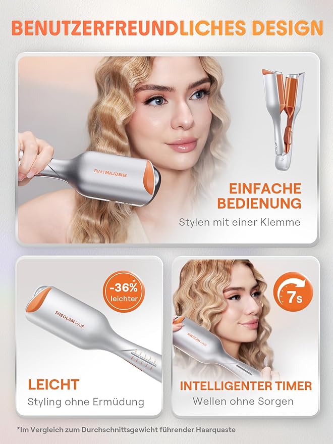 SHEGLAM Rotating Curling Iron+Beach Babe Hair Waver