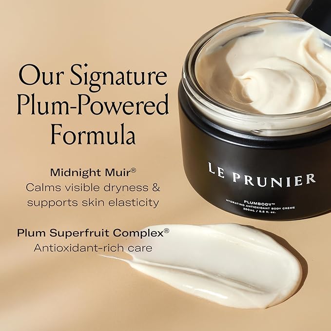 Le Prunier Plumbody™ – Clinically Proven Firming &amp Hydrating Body Cream with Midnight Muir® Plum Extract | Clean Vegan Antioxidant Body Lotion for Smooth Radiant Youthful Skin | 6.8 fl oz