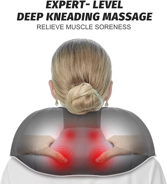 Neck Massager with Heat Shiatsu Back Neck and Shoulder Massager Deep Tissue 3D Kneading Massage Use at Home Office Car- Best Gifts for Women Men Mom Dad
