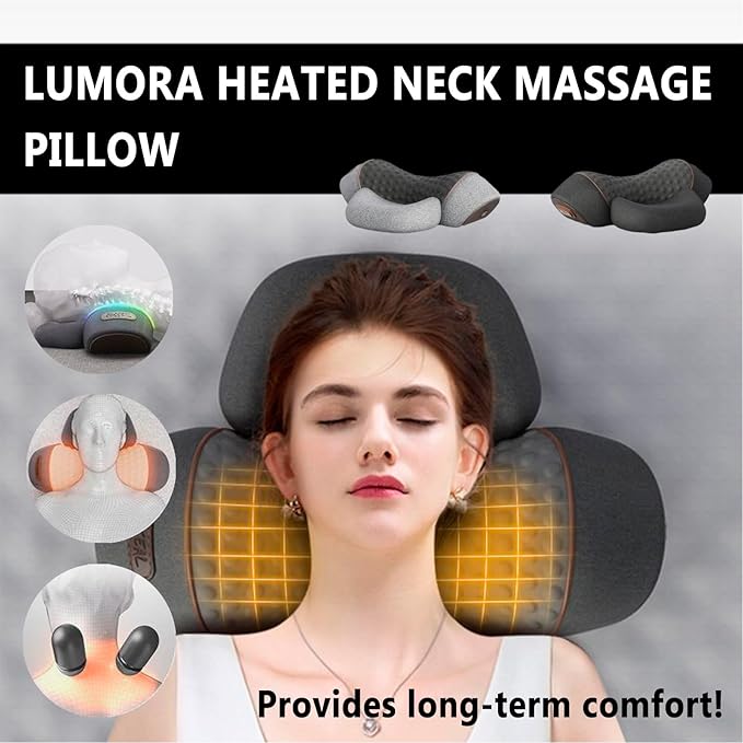 Cervifix Home Pro Massager 2025 New 3 in 1 Neck Massager Cervifix Heated Massage Neck Pillow Trigger Point Memory Foam Pillows for Stretcher Relaxer (Black)