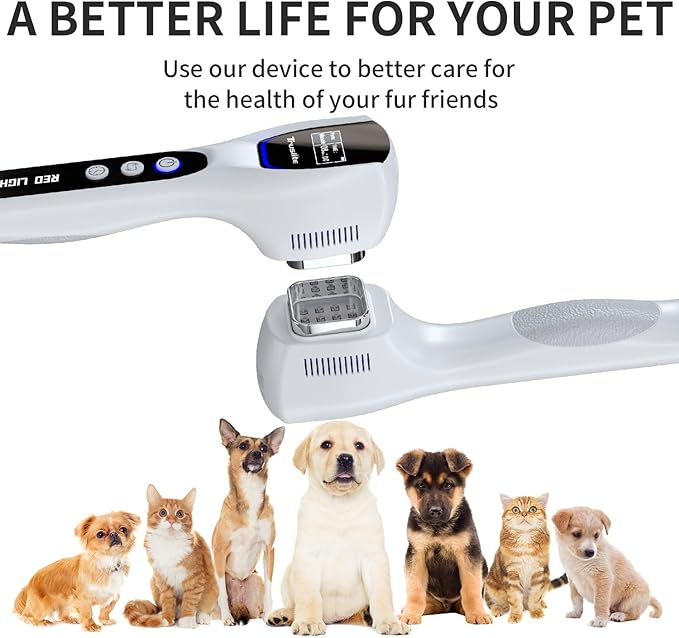 Pet Red Light Therapy Device for Dogs &amp Cats Deep Penetrating Dual-Wavelength LED 16 Red Chips and 16 Infrared Chips for Pain Relief Healing Arthritis – Handheld Vet-Grade Home Use