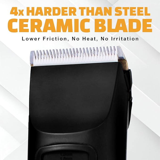 Brio Beardscape V2 Beard Trimmer for Men Professional with Low Friction Ceramic Blade Cordless Professional Hair Trimmer for Barbers with 4 Hrs of Long Battery Timing Ideal for Beard &amp Body (Bla