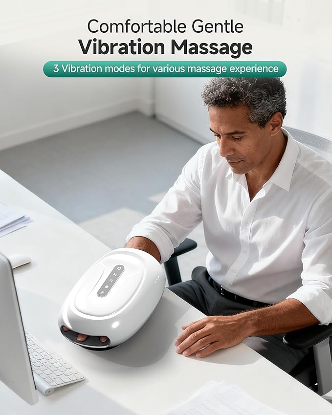Cordless Hand Massager with Heat &amp Compression Vibration and Rolling 3 Modes &amp Intensities Heated Finger Wrist Massage for arthritis and carpal tunnel Hand Warmer Valentines Day Gifts for H
