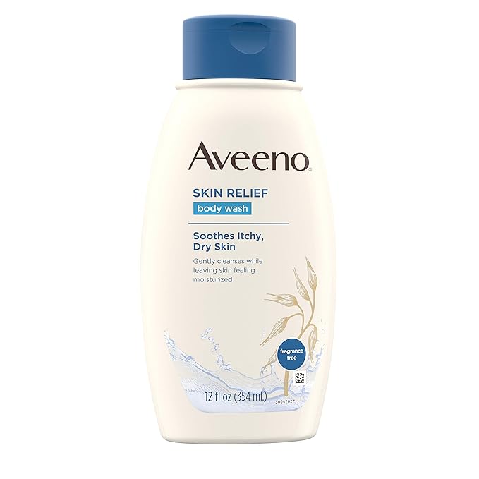 Aveeno Skin Relief Fragrance-Free Body Wash with Oat to Soothe Dry Itchy Skin Gentle Soap-Free &amp Dye-Free for Sensitive Skin 12 fl. oz (Pack of 2)