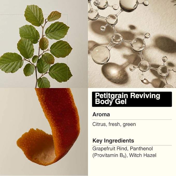 Aesop Petitgrain Reviving Body Gel | After-Sun Care with Grapefruit Rind Panthenol &amp Witch Hazel | Cooling Lightweight Moisturizer | 150 mL / 5 oz