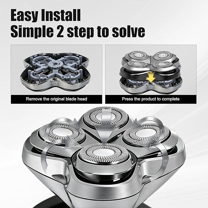 Pro 4 Shaver Replacement Heads Compatible with Skul Pitbulls Gold PRO Silver PRO Platinum PRO Butterfly Kiss PRO Head Shavers Floating 4 Heads for a Fast Close and Smooth Shave (3 Pcs)