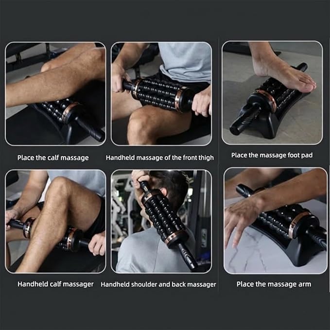 Electric Rolling Percussion Massager Deep Tissue Muscle Massager and Back Roller 5-Speed Rechargeable for Legs Foot &amp Calf Massage (Blue)