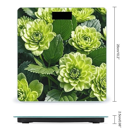 Green Floral Scale for Body Weight Digital Bathroom Scale Toughened Glass High Precision Scales for Body Weight with Large LCD Backlight Display Weight Scales