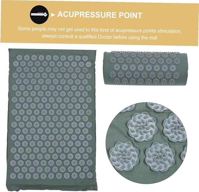 Veemoon Shiatsu Acupressure Massage Mat Practical Massage Pillow Set with Bag for Home Relaxation and Back Therapy
