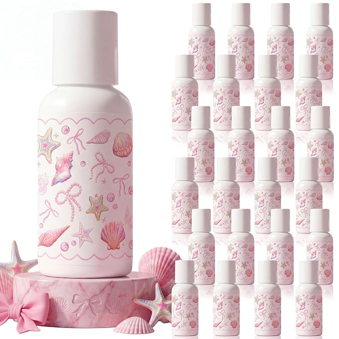 Demissle 24 Pcs Mini Sunscreen Bulk SPF 30 Pink Bow Starfish and Seashell Travel Size Sunscreen Bachelorette Wedding Party Supplies Summer Outdoor Goods for Under The Sea Beach Ocean Coastal 1 Fl. oz