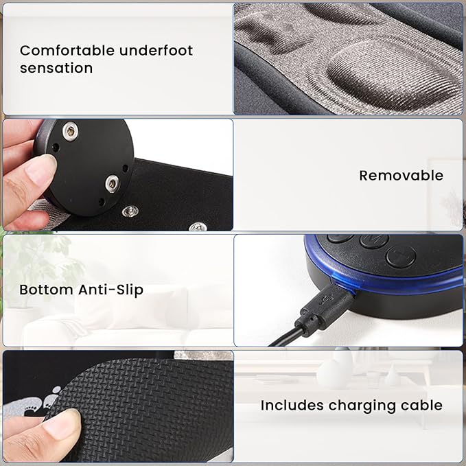 Portable Foot Massager Rechargeable Circulation Stimulator with 8 Modes 19 Intensities 4 Body Pads Lightweight Design for Home Travel Office Use
