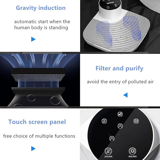 Body Dryer 1300W Negative Ions Body Heater Blow Dryer 20-45℃ Adjustment Foot Touch Screen Body Care Dryer for Home and Bathroom