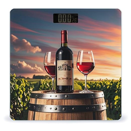 Wooden Wine Barrel on Wine Bottle Scale for Body Weight Sturdy Tempered Glass Weighing Scales with LCD Display Accurate Digital Bathroom Scale Convenient Body Fat Smart Scales Easy Read