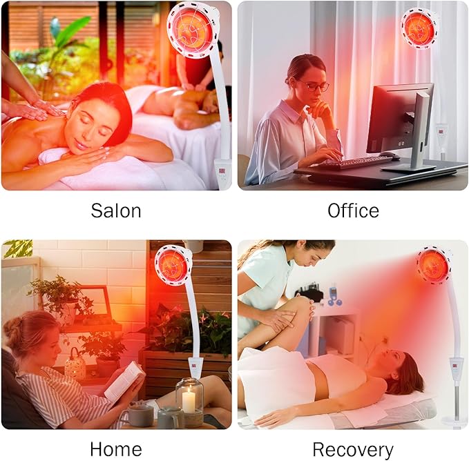 VARIPOWDER Red Light Therapy for Face and Boby Infrared Heat Lamp with Adjustable Stand LED 660nm and 850nm Red-Light for Skin Care (Water/Sand Filled Base)