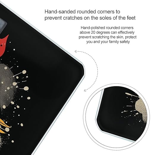 Chicken Drawings Scale for Body Weight Anti-Slip Tempered Glass Digital Bathroom Scales Clear LCD Display Weighing Scale Safe Rounded Corners Smart Scales