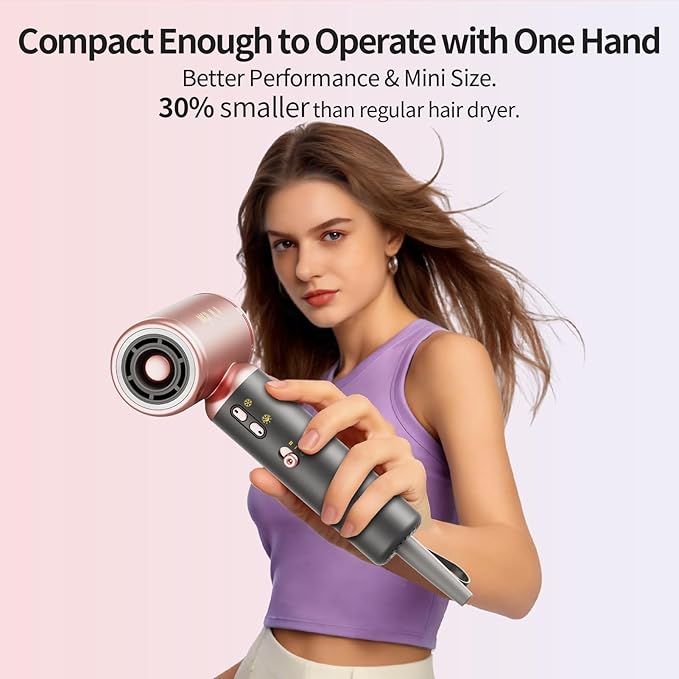 Dual Voltage(100~250V) Travel Mini Hair Dryer with European Plug Adapter for International Travel 110000 RPM High-Speed Portable Hair Dryer with Concentrator Nozzles