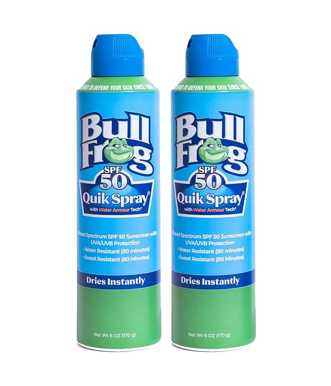 Bullfrog Quik Spray Sunscreen SPF 50 | Oxybenzone &amp Octinoxate Free | Broad Spectrum Moisturizing UVA/UVB 2 pack