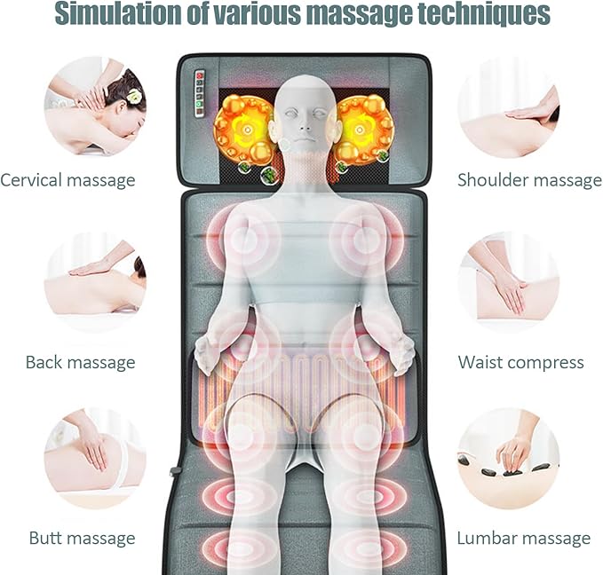 Massage MattressLightweight Whole Body Electric Vibrating Mat | Multifunctional Electric Bed Massager Tool for Neck Back Hip Waist