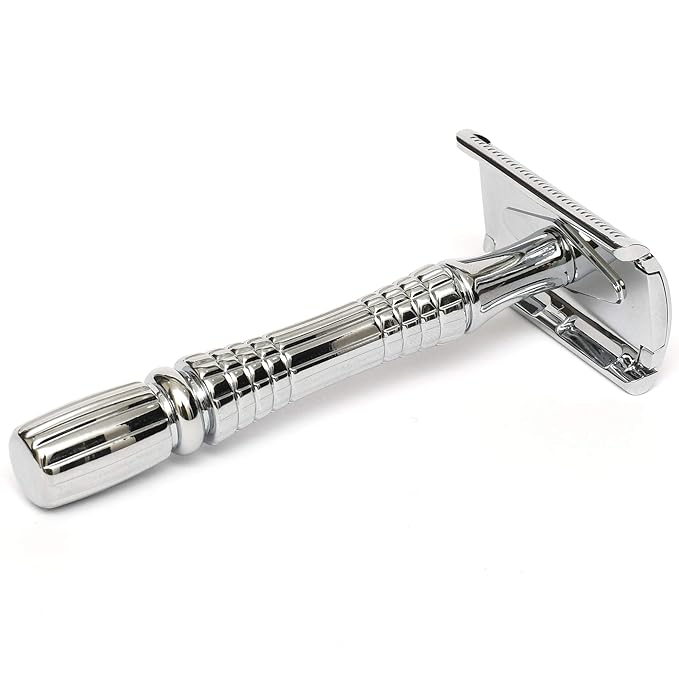 Double Edge Safety Razor for Shaving: Metal Handle Reusable Suitable for Men and Women. Eco Friendly Minimalist Plastic-Free Packaging.