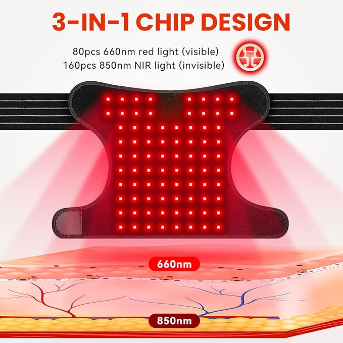 Viconor Red Light Therapy for Shoulder Pain Relife Infrared Light Therapy for Body with Massage Improve Joint Muscle 660nm &amp 850nm Red Light Shoulder Wrap Black1