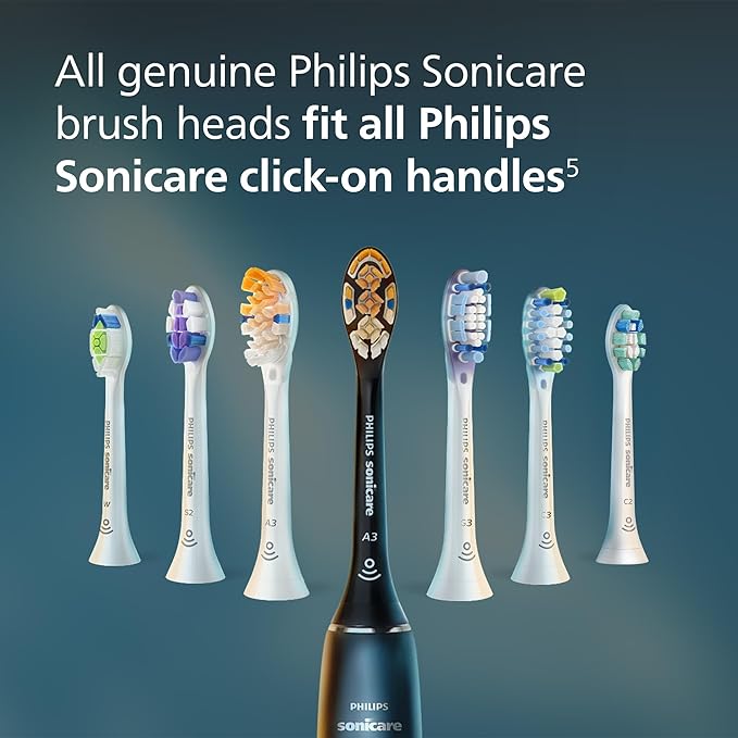 Philips Sonicare A3 All-in-One - Genuine Replacement Electric Toothbrush HeadsBlack One Year SupplyHX9094/95(Pack of 8)