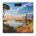 African Landscape with Nile River and Giraffe Scale for Body Weight Anti-Slip Tempered Glass Digital Bathroom Scales Clear LCD Display Weighing Scale Safe Rounded Corners Smart Scales