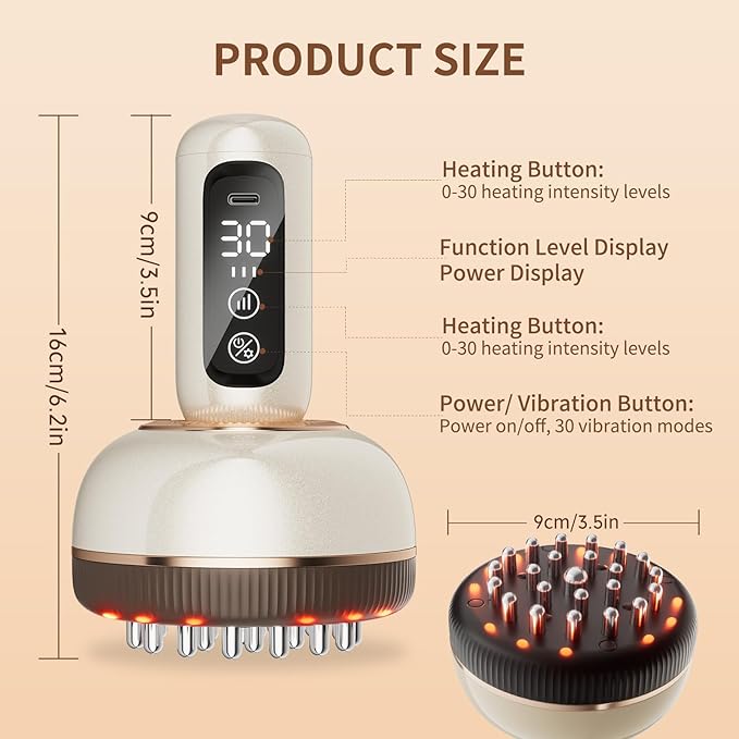 Lymphatic Drainage Massager Handheld Cellulite Massage Tool with Red Light Heat &amp Vibration | Multifunctional Lymphatic Drainage Tool for Belly Legs Hand Arms Skin Tightening &amp Relaxing Ma