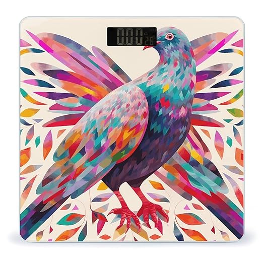 Colorful Pigeon Scale for Body Weight Sturdy Tempered Glass Weighing Scales with LCD Display Accurate Digital Bathroom Scale Convenient Body Fat Smart Scales Easy Read