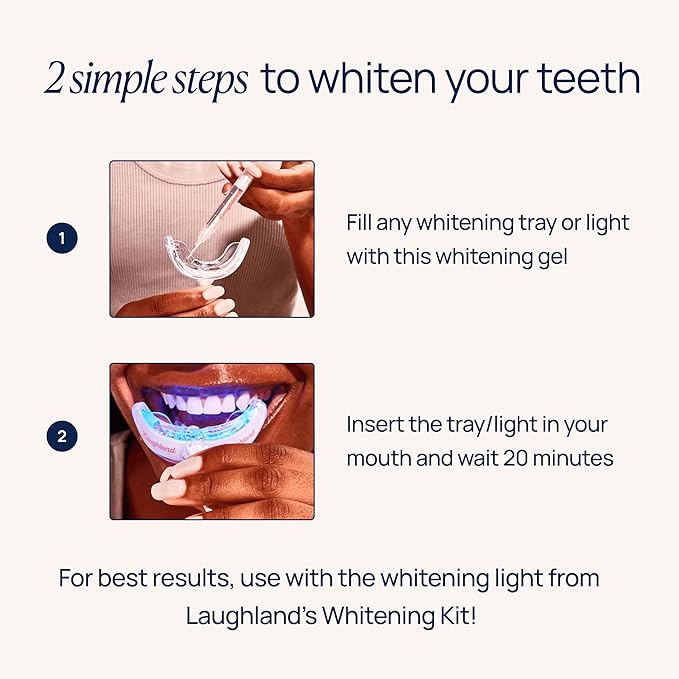 Laughland Original Teeth Whitening Gel 3 Pack Tooth Whitener Made with 8% Hydrogen Peroxide Glycerin Aloe Vera &amp Mint At Home Dental Care Travel Friendly 6 Treatments (3 Pack Original)
