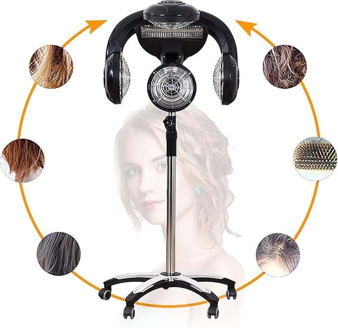 Professional Hair Dryer 1400W Free-Standing Hair Dryer Salon Hair Dryer Standing Color Processor Accelerator Salon Drying Perming Machine with Wheels for Hair Salon Or at Home Hair Care| US Stock