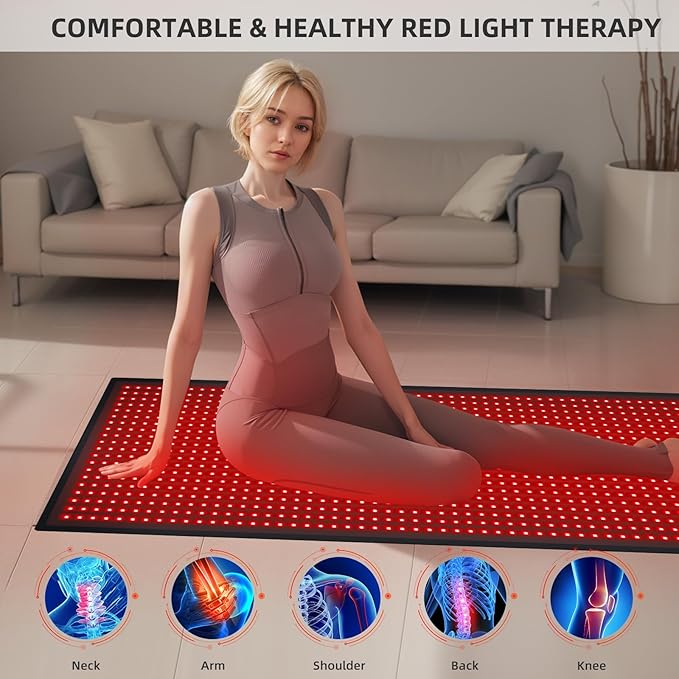 Red Light Therapy Large Mat for Whole Body Relief 71''x31'' Infrared Therapy Blanket 1280pcs Beads 660nm 850nm Red Infrared Therapy for Full Body Parts Relief at Once
