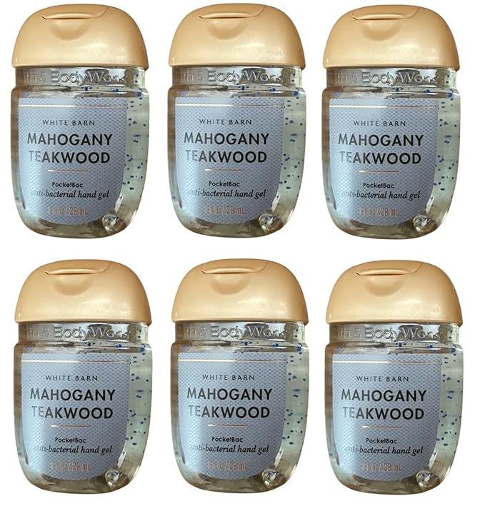 Bath and Body Works Classic Scents Pocketbac Gel Sanitizers - Pack of 6-1 oz each (Mahogany Teakwood) (Mahogany Teakwood)