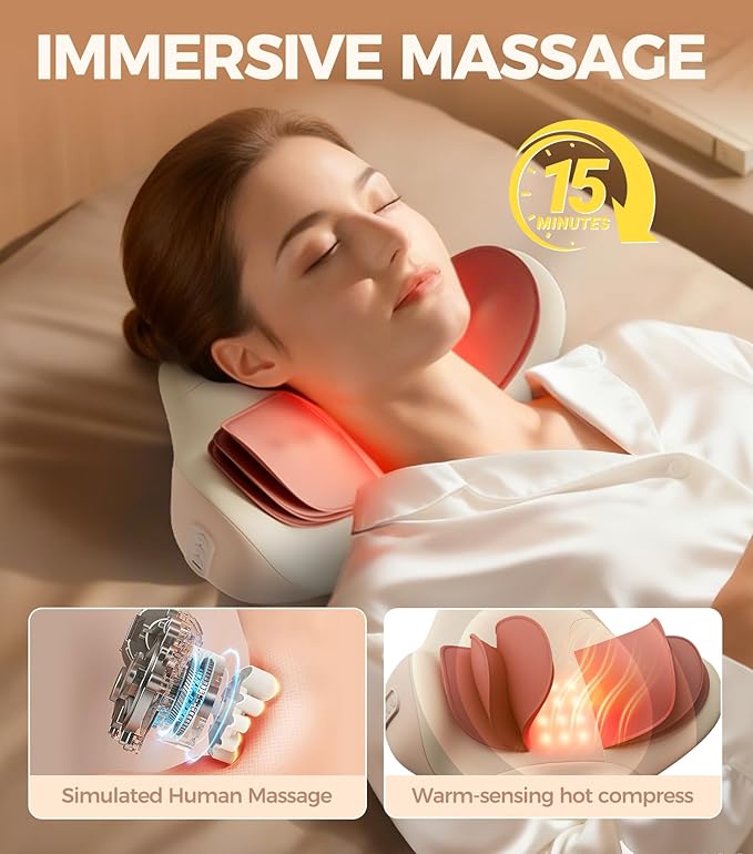 3-in-1 Heated Neck Traction Massage Pillow Neck Massager for Pain Relief deep Tissue