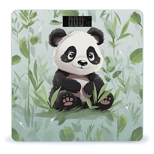 Panda BambooScale for Body Weight with LCD High Precision Weighing Scales Fashion Sturdy Tempered Glass Weight Scales Easy-to-Read Digital Bathroom Scale for Daily 400lb