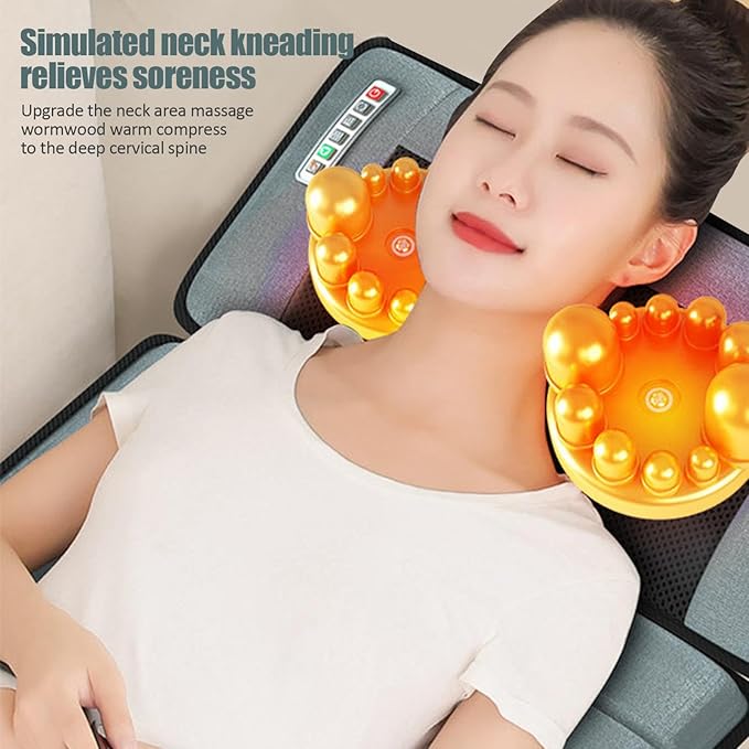 Full Body Massage Mat with Heat - Shiatsus Neck Massager 10 Vibrating Motors Adjustable Temperature Electric Pad with Timer for Body Stretching Circulation &amp Discomfort Relief Fits 1.4 m - 1.