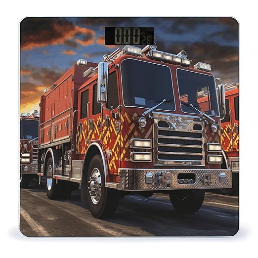 Fire Truck Scale for Body Weight Accurate Digital Bathroom Scale Toughened Glass High Precision Scales Smart Weight Scales with Large LCD Backlight Display Weighing Machine