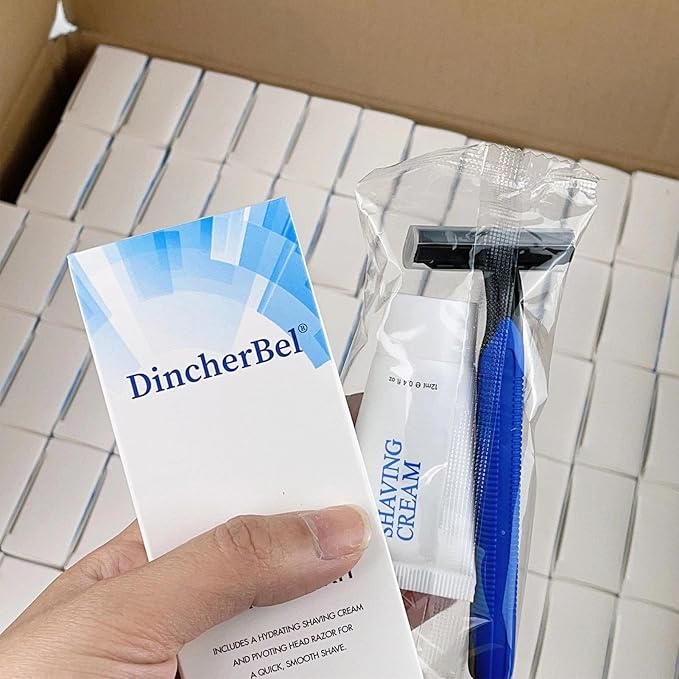 Shave Kit in Bulk Smooth Shave Disposable Razor and Cream(12g) Individually Wrapped Toiletries Amenities for Hotel Airbnb Homeless Shelter Camping and Travel (408 Pack)