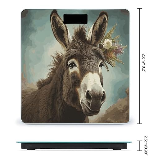 Digital Bathroom Scale for Body Weight Scale with Bright LCD Display High Accuracy Step-On Technology Auto On/Off Donkey Animals Digital Scales 400 Lbs /180kg