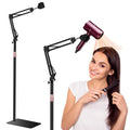 Hair Dryer Stand 1.68M Height Adjustable Hands Free Blow Dryer Holder with Heavy Base 360 Degree Rotating Work with 99% Dryers Gift for Mom Elder Frozen Shoulder - Black
