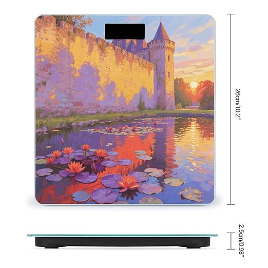 Digital Bathroom Scale for Body Weight Scale with Bright LCD Display High Accuracy Step-On Technology Auto On/Off Monet Waterlily Wall Digital Scales 400 Lbs /180kg