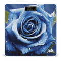 Beautiful Blue Rose Illustration Digital Bathroom Scale for Body Weight with High Precision Digital Weighing Scale with BMI Clear LCD Display and Step-On Measures Weight Up to 180kg