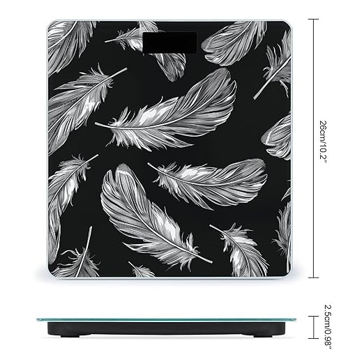 Digital Bathroom Scale for Body Weight Scale with Bright LCD Display High Accuracy Step-On Technology Auto On/Off Line Style Feather Digital Scales 400 Lbs /180kg