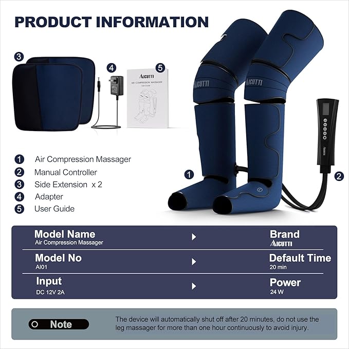 Air Compression Leg Massager with Heat for Foot Calf Knee &amp Thigh - Gifts for Christmas Mother's Day Father's Day - Leg Massage Boots for Women &amp Men - Relieves Muscle Tension and Pain