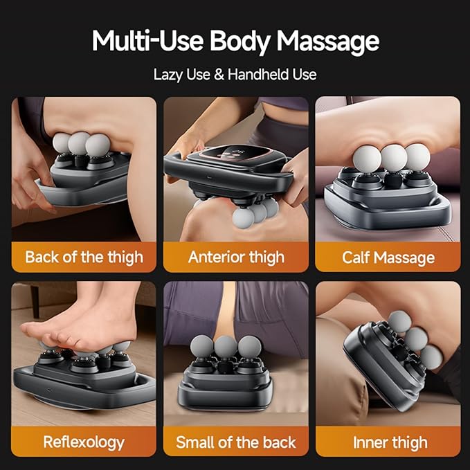 6 Head Massage Gun Deep Tissue with 30 Levels &amp 3 Modes Electric Percussion Massager for Thighs Arms Waist Back Full Body Muscle Pain Relief Ideal Gifts for Women and Men (6)