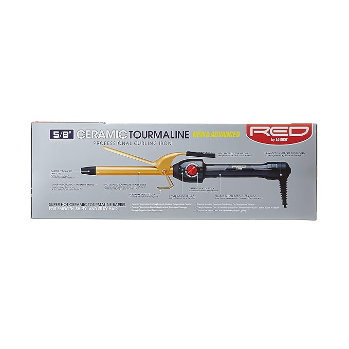 RED by KISS Ceramic Tourmaline Professional Curling Iron (CI03N - 5/8 inch)