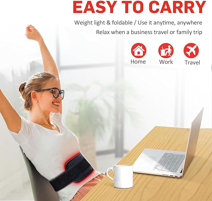 Nurabeam Red Light Therapy for Body | 3-in-1 Led Bead Nura Beam Red Light Therapy Belt with Elastic Strap | 10*5 660nm&amp850nm Home Red Light Therapy for Body Back Waist Shoulder Knee Joint (Black