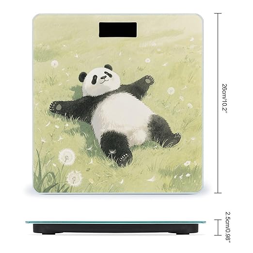 Panda Lying on The Lawn Bathroom Scale for Body Weight Bathroom Digital Electronic Weighing Scale with Back Lit LED Display Sturdy Tempered Glass Weight Watchers Scales 400lb