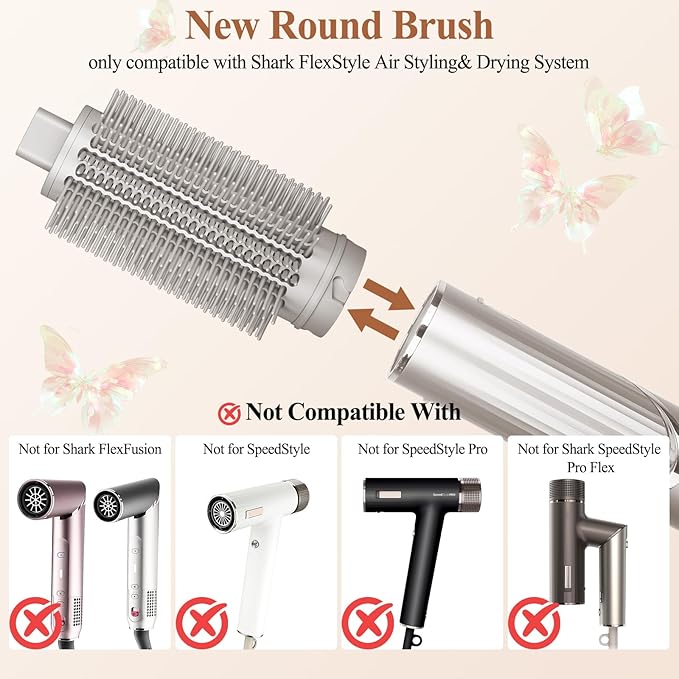 Long Barrel Curling and Upgraded Round Volumizing Brush for Shark Flex Style Attachment
